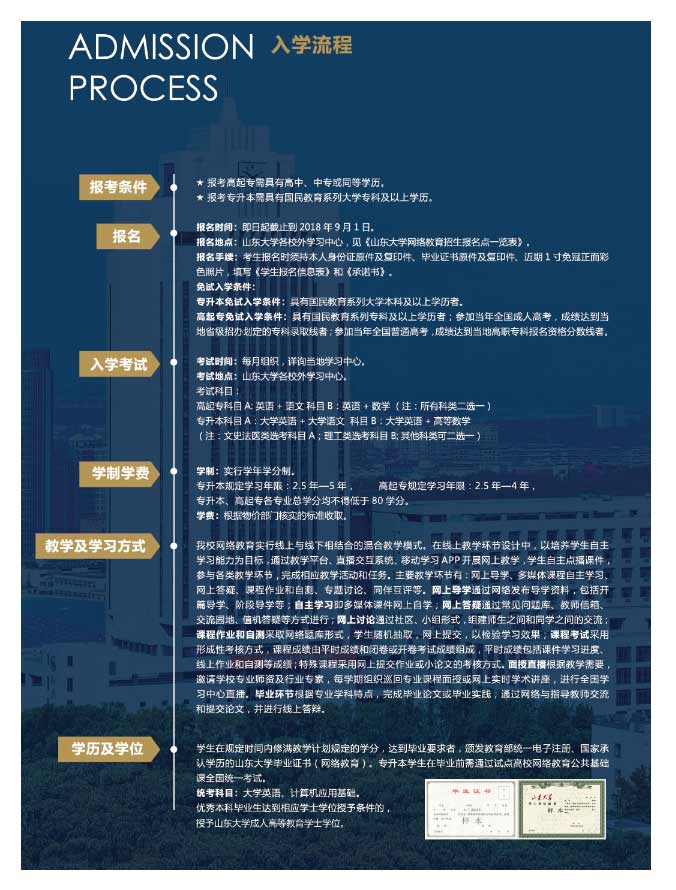 山東大學2020年秋季網(wǎng)絡教育招生簡章